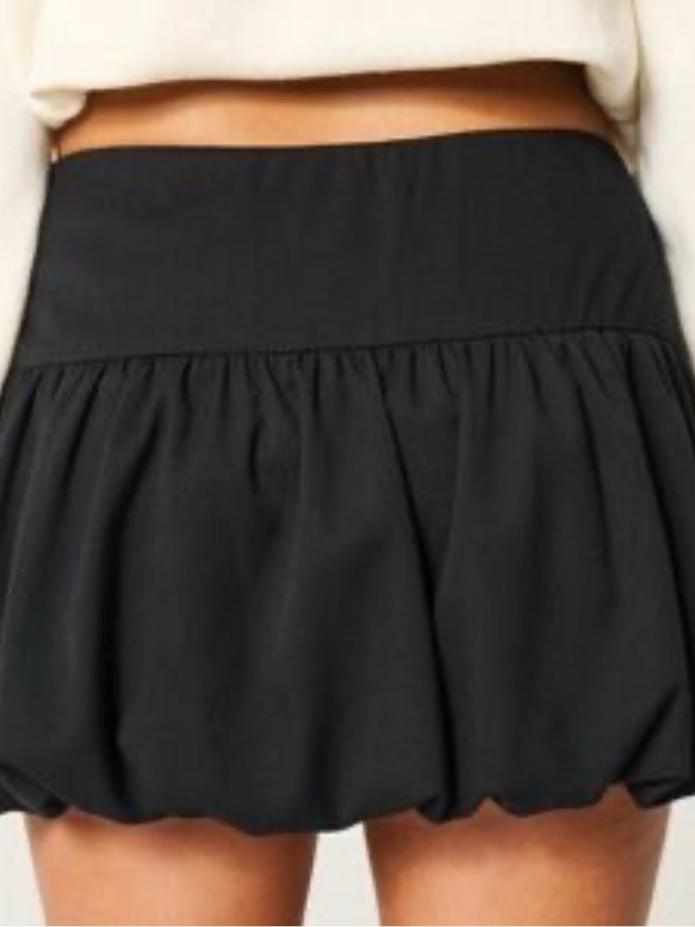 Zara Black Bubble Hem Mini Skort Size M NWT Balloon Puff Skirt With Shorts - Picture 2 of 12